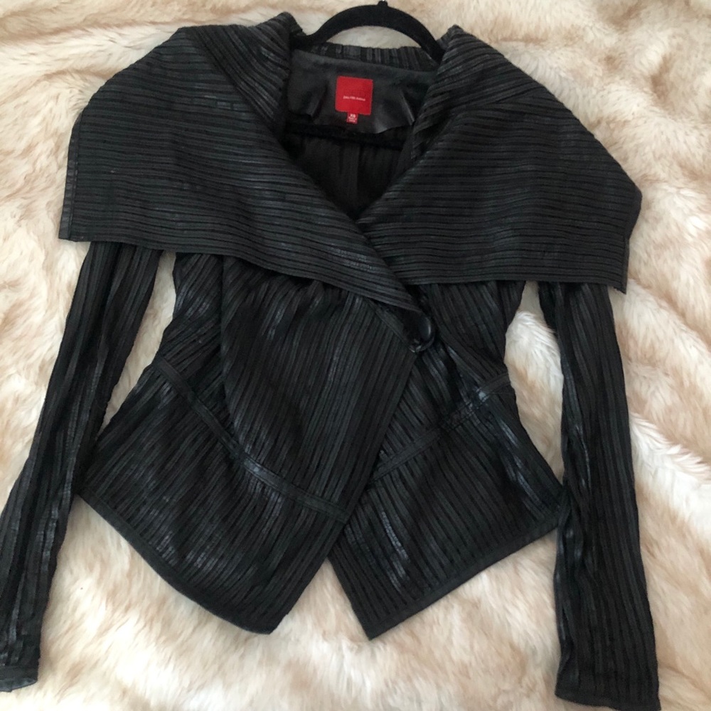 RED by Saks Fifth Avenue draped leather jacket